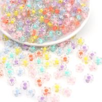 12mm 50Pcs Mixed Color Acrylic Transparent Five-Petal Flower Shape Loose Beads for DIY Bracelet Earring Necklace Jewelry Making