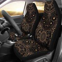 [HOT IUXKLKXLWSGH 551] Mandala Gold Car Seat Cover Hippie Spiritual รถอุปกรณ์เสริมรถครอบคลุมที่นั่งดอกไม้ครอบคลุมของขวัญสำหรับเขา Sun พิมพ์2Pcs