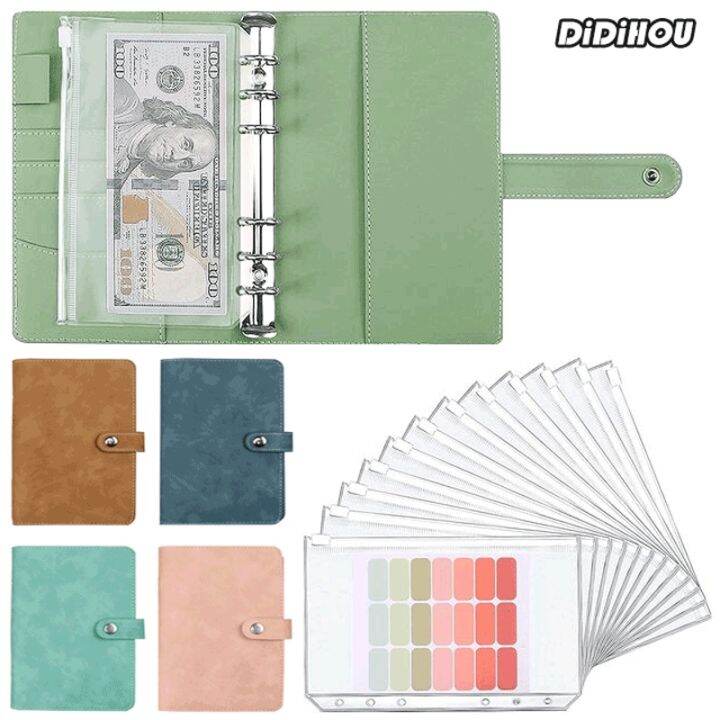 《Tuantuan stationery》PU Leather A6 Binder Budget Planner Notebook Cash