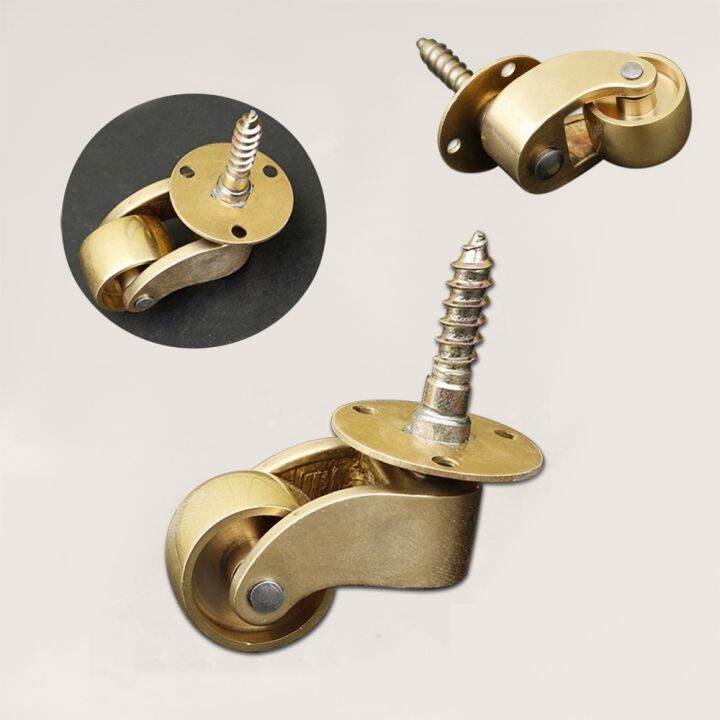 1-2-4-8pcs-heavy-duty-brass-universal-wheel-metal-casters-silent-threaded-stem-furniture-caster-home-hardware-1-81-x-2-40-wxh-furniture-protectors