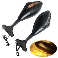 evomosa Motorcycle LED Turn Signal Rearview Faring Mount Sport Bike Side Racing Mirrors CBR CBF ZRX ZZR ZX YZF R1 R6 R6S Mirrors