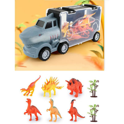BolehDeals Dinosaur Car Animals Toy Inertial Multifunctional Playset Transport Storage Pretend Play Carrier Slide Transport Carrier Toy Toddler Birthd