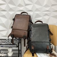 REJS New Fashion Pu Leather Men Backpack Large Capacity Laptop Backpacks Waterproof Travel Bagpack School Bags for Teenage Boys