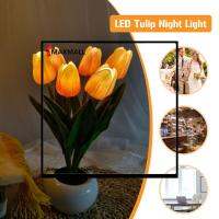 ?Quick Arrival?Tulip Artificial Flowers Lamp Art Crafts LED Flower Landscape Light Battery Powered Ornament Birthday Gifts Lighting Decor for Wedding Party?Arrive 1-3 Days?