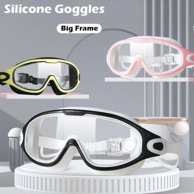 Silicone Swimming Goggles Big Frame Swim Glasses with Earplugs Men Women Professional HD Anti-fog Eyewear Swimming Accessories Goggles