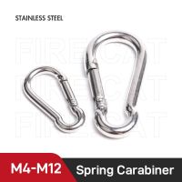 M4 M5 M6 M7 M8 M10 M11 M12 Spring Snap Carabiner Stainless Steel 1/3/4/5 Pcs Survival Ring Lock Hook Camping Climbing Equipment Coil Springs