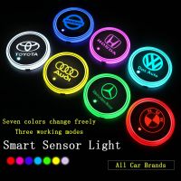 【AT?LIFE】ที่วางแก้วน้ำในรถยนต์มีไฟ Led 7 สี ที่รองแก้วน้ำ / 1Pcs USB charging Car Led Cup Holder Water Bottom Mat