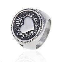 European and American retro heart-shaped stainless steel ladies ring