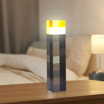 11.5 Inch Brown Stone Torch LED Rectangle Lamp USB Rechargeable For Bedroom Bedside Night Light
