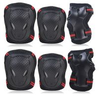 Red-6Pcs M--weight 40-70kg 6Pcs/Set Roller Skating Protector Elbow Knee Pads Wrist Guard Kids Adults Riding Skateboard BMX Bicycle Sports Protective Gear