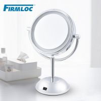 ✶✿ Firmloc 2 Face Iron LED Lights Bathroom Stand Round Mirror Makeup 5X Magnifying Bath Make up Cosmetic Vanity Smart Wall