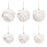 3Pcs 8ซม. สีขาว Christmas Ball Christmas Tree แขวนจี้ดอกไม้โฟม Snow Balll Xmas ตกแต่งสำหรับ Home Natal ใหม่ปี2023