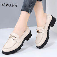 VIWANA รองเท้าอ๊อกฟอร์ดสีดำสำหรับผู้หญิงขนาด33-40รองเท้าหนังรองเท้าสลิปออนลำลองสไตล์เกาหลีรองเท้าส้นเตี้ย4ซม. สำหรับรองเท้าสตรี