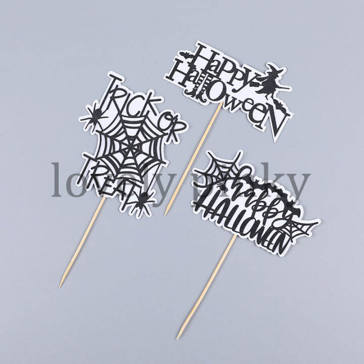 พร้อมส่ง-ป้ายปักเค้กแต่งขนมฮัลโลวีน-happy-halloween-รูปผี-ฟักทอง-หมวกแม่มด-บ้านผีสิง-เทศกาลฮัลโลวีน-ป้ายแต่งเค้ก