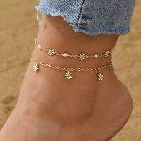 【CW】℡✑  Small Anklets Beach Anklet Leg Bohemia Floral Foot Chain Boho Jewelry Sandals