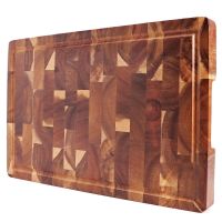 【YD】 LARGE Cutting Board Rectangle End Grain Block Chopping Boards Acacia Wood x 12 1.4 Inch