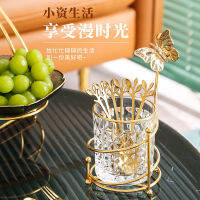 Spot parcel post Internet Celebrity Fork Small Spoon Golden Leaves Fruit Fork Storage Tank Dessert Creative Home Cute Cake Fork