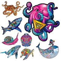 Beautiful Octopus Whale Wooden Puzzles Elegant Shape Animal Jigsaw Puzzles For Adults Kids Colorful Educational Toy Family Game