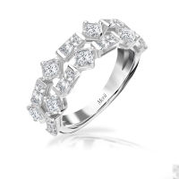 Merii แหวนเงินแท้ 925 ชุบโรเดียม ประดับเพชร CZ เพชรบาเก็ต 2 แถว : แหวน cubic zirconia 221R0413-01