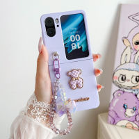 เคสโทรศัพท์3D CSCR หมีน่ารักผิวสัมผัสเหมือนโซ่สำหรับออปโป้ไฟนด์ N2สร้อยข้อมือคริสตัลผีเสื้อพลิกสำหรับออปโป้ไฟนด์เคส N2flip