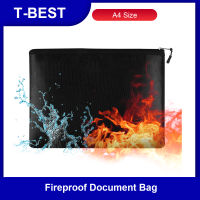 A4 Fireproof Document Bag Fireproof and Waterproof File Folder Money Bag Safe Storage Pouch Holder Organizer with Zipper Closure