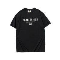 Fear of God ความกลัวของพระเจ้าใหม่ unisex เสื้อยืดหลวม F G ฝ้ายพิมพ์เสื้อยืดแขนสั้น