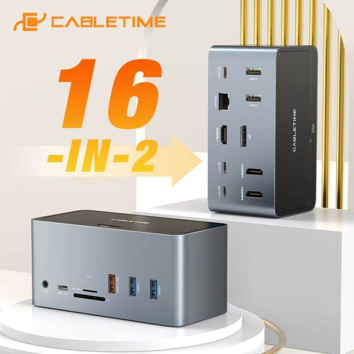 habletime-ฮับแท่นวางมือถือ-usb-หลากหลายสำหรับแล็ปท็อป-usb-c-hub-dock-hdmi-4k-60hz-rj45-1000mbps-ตู้-ssd-usb3-0-pd-100w-c390-feona