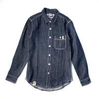 SH005 (SHIRT) เสื้อเชิ้ต แขนยาว Mens Shirt GS CHAMBRAY BLUE #(05) (Gasoline &amp; Garage) ปั๊มน้ำมันแก๊สโซลีน