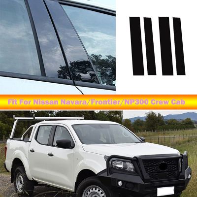 4Pcs Car Door Window Pillar Posts Trim Cover Sticker Exterior Parts for Nissan Navara/Frontier/NP300 Crew Cab 2018-2021