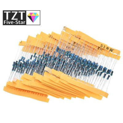 【2023】TZT 1 Pack 300Pcs 10 -1M Ohm 14w Resistance 1 Metal Film Resistor Resistance Assortment Kit Set 30 Kinds Each 10pcs