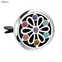 ZZOOI 38mm Hamsa Chakra Car Diffuser Locket Magnet 316 Stainless Steel Car Aroma Locket Free Pads Essential Oil Car Diffuser Lockets