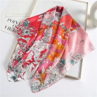 Spring Scarf Womens Luxury Design Scarf Silk Smooth Scarf Soft Muslim Headband Shawl Beach 90x90cm