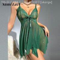 【CW】▣✁❇  Crotchless Set Transparent Irregular Dress Thong 2pcs Ultra Thin Nightgown