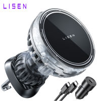 LISEN Compatible for MagSafe Car Mount Charger, [Ice Cooling Charging] LISEN 15W Wireless Phone Car Charger Mount, Hands Free iPhone Car Holder Mount Fit for iPhone