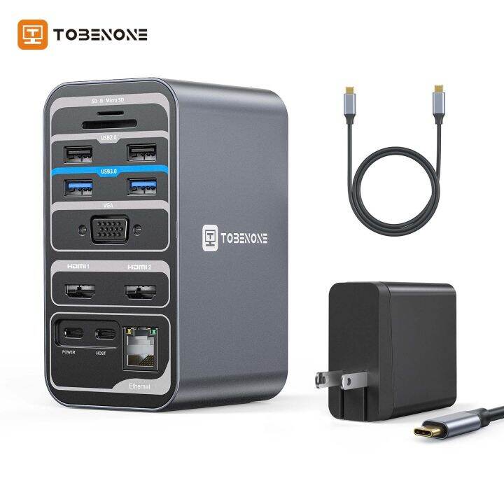 tobenone-แท่นวางมือถือ4k-60hz-แสดงผลจอภาพคู่พร้อม2-hdmi-vga-rj45-usb-c-ฮับแยกสำหรับ-windows-แล็ปท็อป-feona