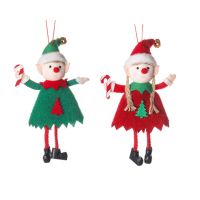 【CW】 2PCS Christmas Elf Doll Pendant For Christmas Tree Decorated With Plush Hanging Doll Window Angels Christmas Decoration