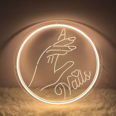 Nails 3D Engraving Neon Sign Wedding Party LED Light Wall Decor Home Bedroom Shop Decoration Creative Marriage Neons Gift