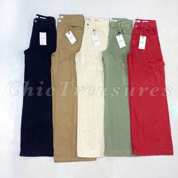 BERSHKA Highwaist WideLeg Cargo Pants (sizes 2431) Lazada PH