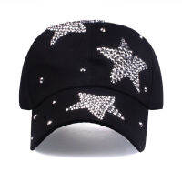 [เตือน] แบรนด์ใหม่หมวกเบสบอลที่มีคุณภาพสูงหมวก rhinestone กับสามดาว SnapBack C asquette หมวกสำหรับผู้หญิงเลดี้สีทึบ