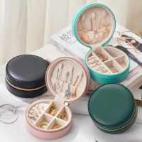 Round Pu Leather Jewelry Storage Box Stud Earrings Ornaments Jewelry Storage Box Travel Portable Jewelry Box