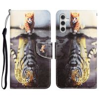 【5AceShop 】เคสโทรศัพท์หนังวาดภาพสีสำหรับ S23 Samsung Galaxy FE 5กรัม