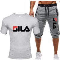 bjh♧  2023 Print Sleeve T Shirts Tracksuit Men Cropped trousers