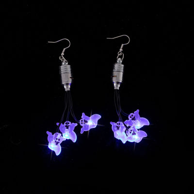 Halloween Cute Ghost Earrings Fashion Light-up Cartoon Ghost Drop Earrings Flashing Unisex Party Accessory