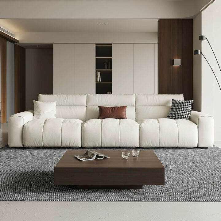 Leather sofa, modern simple Italian minimalist size apartment, inline