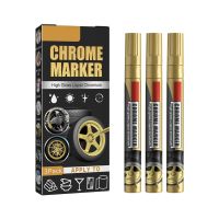 【CC】¤✣  Newest Car Up Metallic Permanent Markers Mirror Set Paint Pens Gold Color