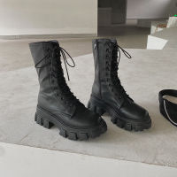 CVVX6988รองเท้าบูทอัศวินรองเท้าบูททหาร Dr. Martens รองเท้าบูทผู้หญิง2021ฤดูใบไม้ผลิและฤดูใบไม้ร่วง Ins อเนกประสงค์หนาด้านล่างซิปกลางหลอดรองเท้าน้ำ