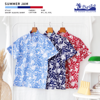 [ใหม่] เสื้อเชิ้ตแขนสั้น ลาย Summer Jam ? ผ้าคอตตอน สี Blueberry / Black Currants / Raspberry