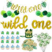 1 ปีวันเกิด Crown Headband Wild One แบนเนอร์บอลลูน Confetti เด็ก 1st Birthday Party ครบรอบ Bbay อุปกรณ์ตกแต่งห้องอาบน้ำ-Lusier