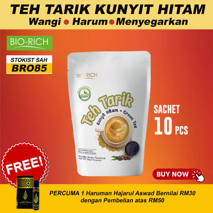 teh tarik kunyit hitam + green tea biorich sedap 10sachet x20pcs & KOPI ...