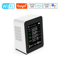 Fansline- Tuya Wifi แบบพกพา Air คุณภาพ7in1 PM2.5 CO2 TVOC HCHO AQI อุณหภูมิความชื้นจอแสดงผล TFT ขนาด2.8นิ้วเครื่องตรวจจับคาร์บอนไดออกไซด์รองรับโทรศัพท์มือถือ APP ควบคุมฟังก์ชันปฏิทิน